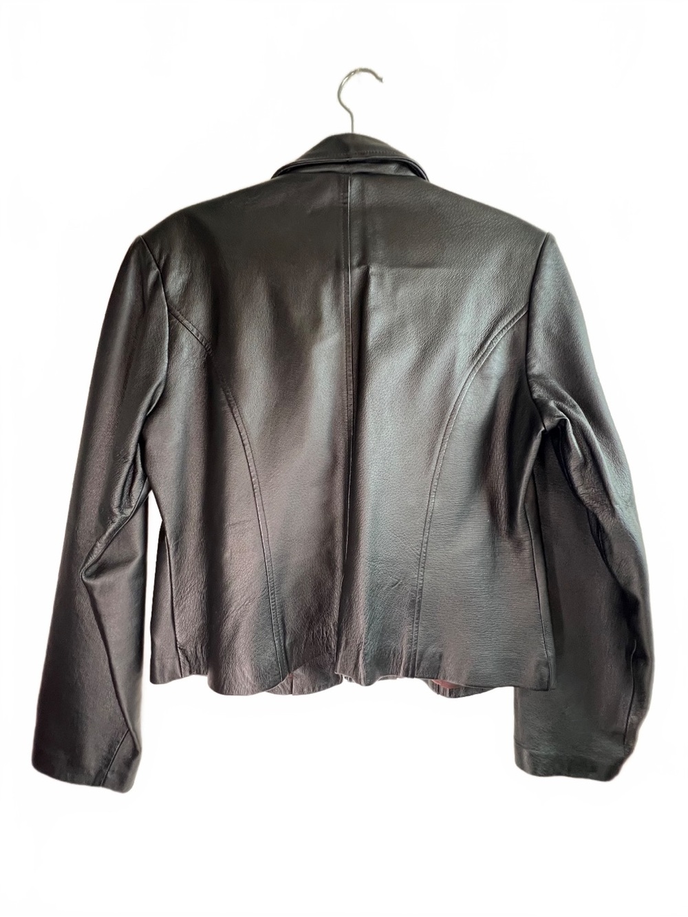 Vintage Dona Michi Leather Moto Jacket Black Cropped Motorcycle Jacket Size L - Picture 4 of 8
